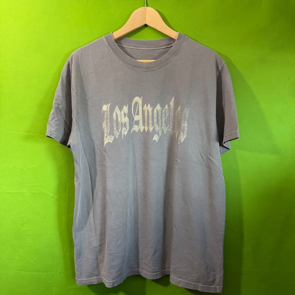 Los Angeles Cali Gothic Script LARGE T-Shirt Grey Short Sleeve Crew Neck Tee
